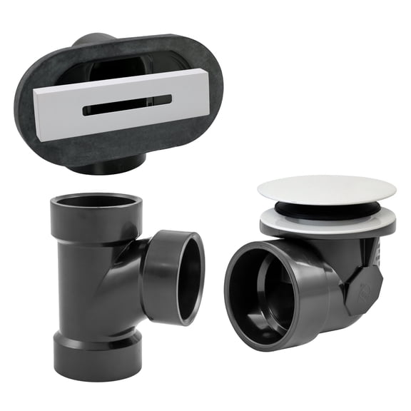 Westbrass 1-1/2" Coarse Thread Tip-Toe Bathtub Drain with Linear Overflow Cover, Sch. 40 ABS fittings, Powder Coat White