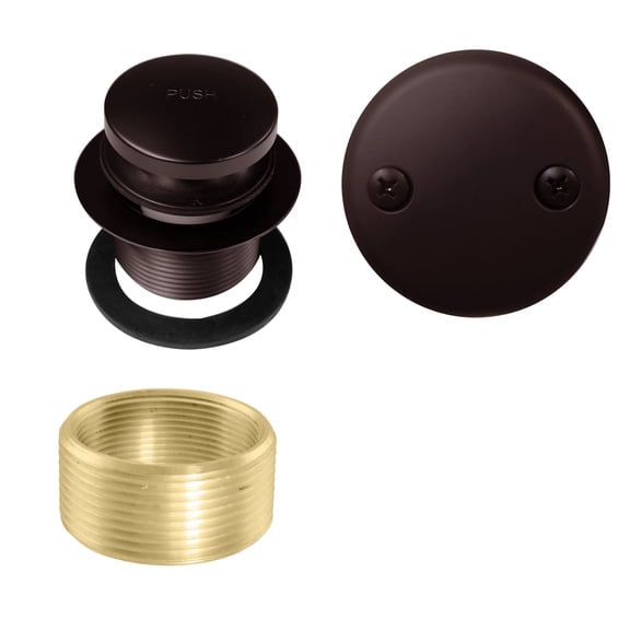 Westbrass Universal 1-3/8" Tip-Toe Bathtub Drain with Two-Hole Faceplate and 1-1/2" Adapter, Polished Brass