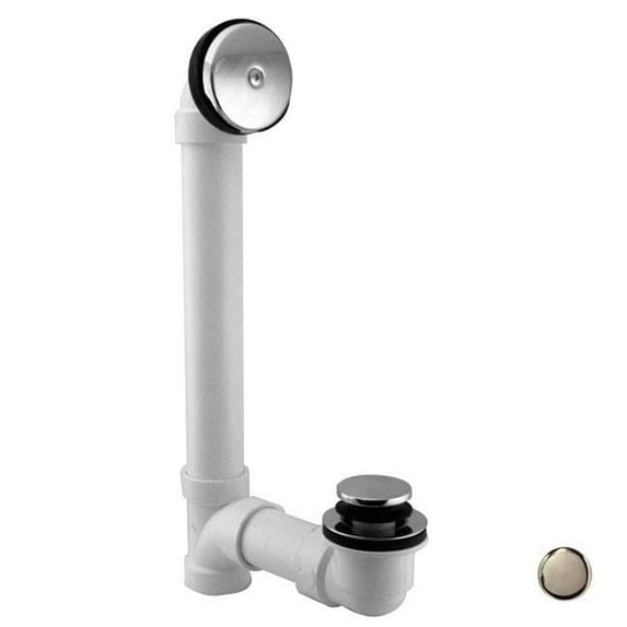 Westbrass 1.5 in. Schedule 40 PVC Tip Toe Bath Waste with 1 Hole Faceplate in Stainless Steel