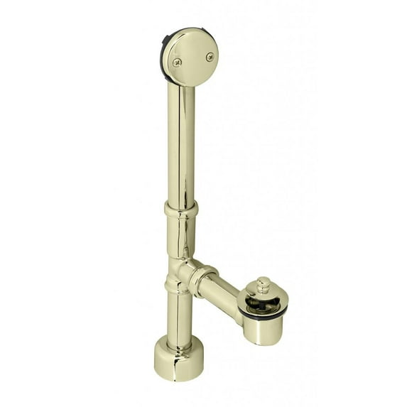 Westbrass 14" 17 ga. Twist & Close Brass Bathtub Drain Assembly with 2-Hole Overflow, Fully Finished, Polished Brass