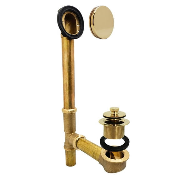 Westbrass 14" Brass Bath Waste & Overflow Assembly with Twist & Close Drain and Illusionary Cover, Polished Brass