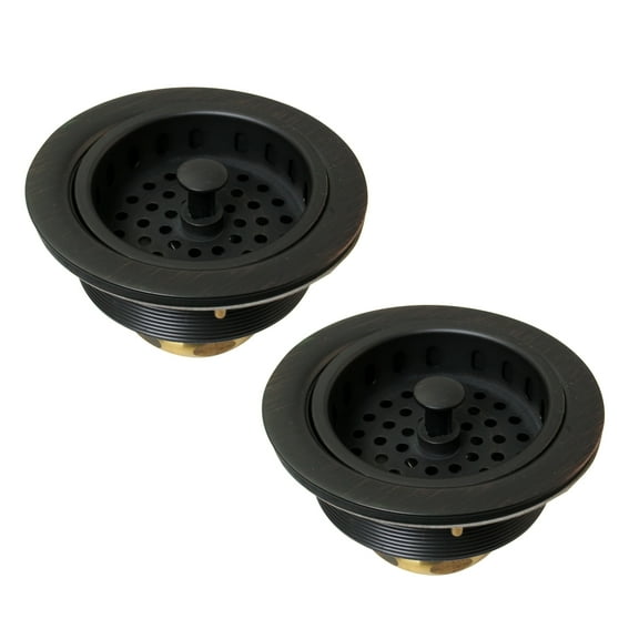 Westbrass 3-1/2" Post Style Kitchen Sink Basket Strainer, Antique Bronze (2-Pack)