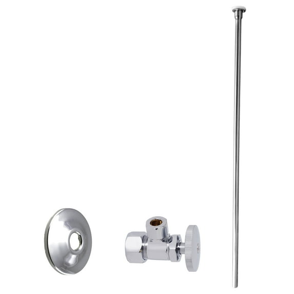Westbrass 3/8" x 20" Flat Head Supply Line Toilet Kit with Round Handle Angle Valve, Polished Chrome (24-Pack)