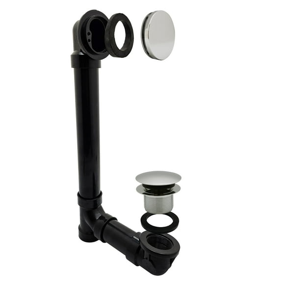 Westbrass Sch. 40 ABS Bathtub Drainage System with Tip-Toe Drain and No-Hole Elbow Cover, Polsihed Nickel