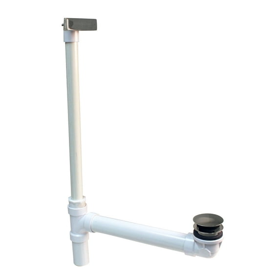 Westbrass Sch. 40 PVC Tip-Toe Drain Bathtub Assembly with Hidden Linear Overflow, Satin Nickel