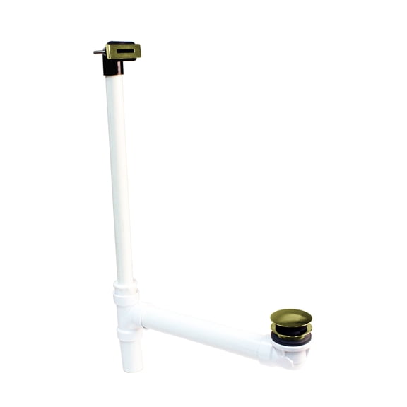 Westbrass Sch. 40 PVC Bathtub Assembly with Linear Overflow and Tip-Toe Drain, Polished Brass