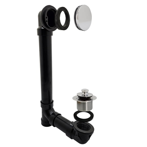 Westbrass Sch. 40 ABS Bathtub Assembly with No-Hole Overflow and Lift & Turn Drain, Polished Nickel