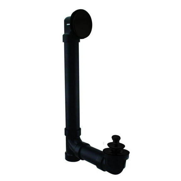 Westbrass Sch. 40 ABS Bathtub Assembly with No-Hole Overflow and Lift & Turn Drain, Matte Black