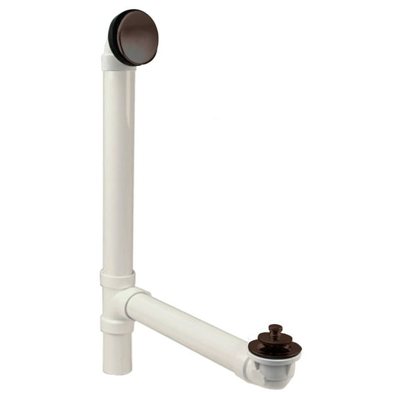 Westbrass Sch. 40 PVC Bathtub Assembly with Floating Overflow and Lift & Turn Drain, Oil Rubbed Bronze