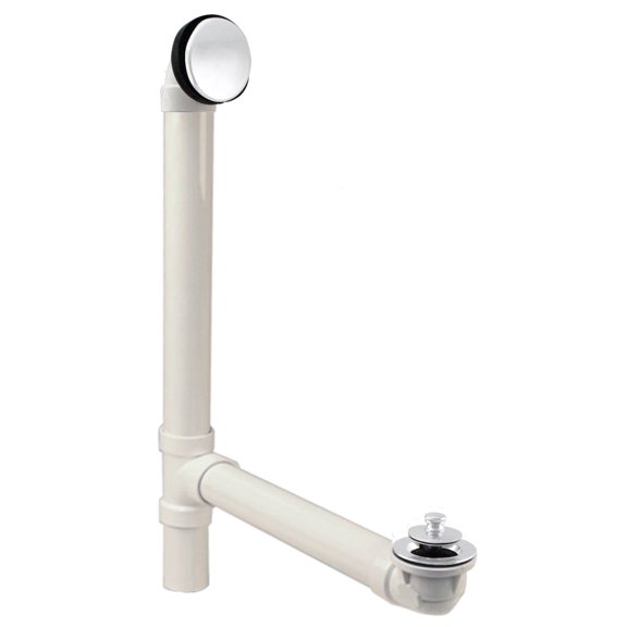 Westbrass Sch. 40 PVC Bathtub Assembly with Floating Overflow and Lift & Turn Drain, Powder Coat White