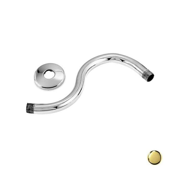 Westbrass  .5 in. x 8 in. S Shower Arm with Sure Grip Flange - PVD Polished Brass
