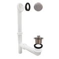 thumbnail image 1 of Westbrass 14" White Polypropylene Pull to Open Bathtub Drain Assembly with 2-Hole Overflow, Matte Black, 1 of 13