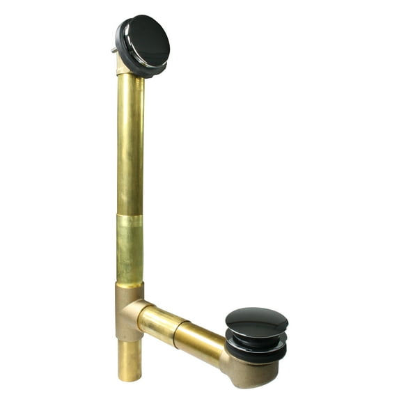 Westbrass 79317SWH-26 19" Solder-In Brass Bathtub Assembly with Tip-Toe Drain and No-Hole Overflow Faceplate, Polished Chrome
