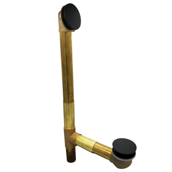 Westbrass 79317SWH-62 19"Solder-In Brass Bathtub Assembly with Tip-Toe Drain and No-Hole Overflow Faceplate, Matte Black