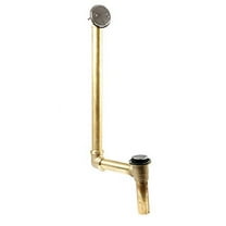 Westbrass 18" Direct Connect Shoe Outlet Tip-Toe Drain Bathtub Assembly with 2-Hole Overflow, Satin Nickel