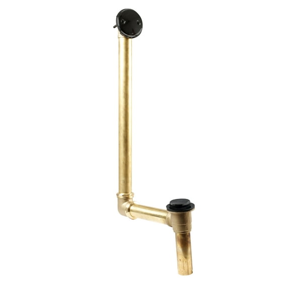 Westbrass 18" Direct Connect Shoe Outlet Tip-Toe Drain Bathtub Assembly with 2-Hole Overflow, Matte Black