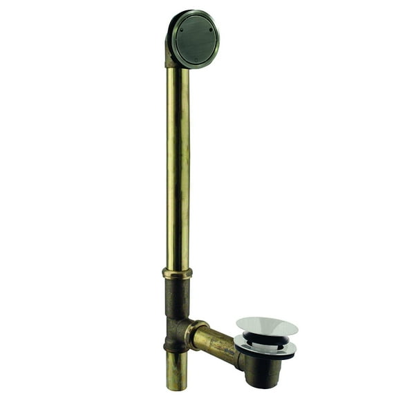 Westbrass 17 ga. Tip-Toe Drain Bathtub Waste Assembly with Patented Deep Soak Overflow, Satin Nickel