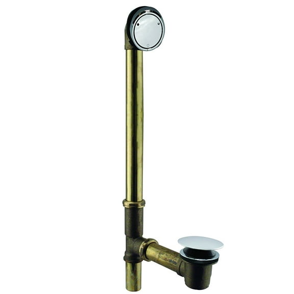 Westbrass 17 ga. Tip-Toe Drain Bathtub Waste Assembly with Patented Deep Soak Overflow, Polished Chrome