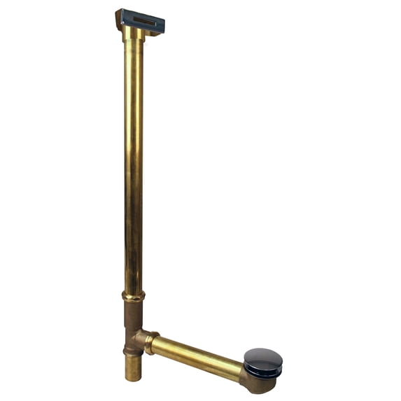 Westbrass 7931817LD-26 22" Bath Waste & Overflow Assembly with Linear Faceplate and Tip-Toe Drain, Polished Chrome