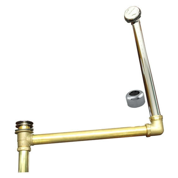 Westbrass 24" Direct Outlet Bathtub Assembly with Tip-Toe Drain - Semi-Exposed, Polished Chrome