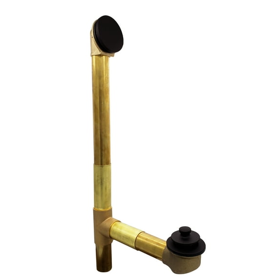 Westbrass 79417SWH-12 19" Solder-In Brass Bathtub Assembly with Twist & Close Drain and No-Hole Overflow Faceplate, Oil Rubbed Bronze
