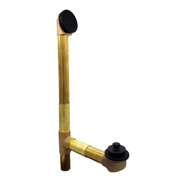 Westbrass 79417SWH-62 19" Solder-In Brass Bathtub Assembly with Twist & Close Drain and No-Hole Overflow Faceplate, Matte Black