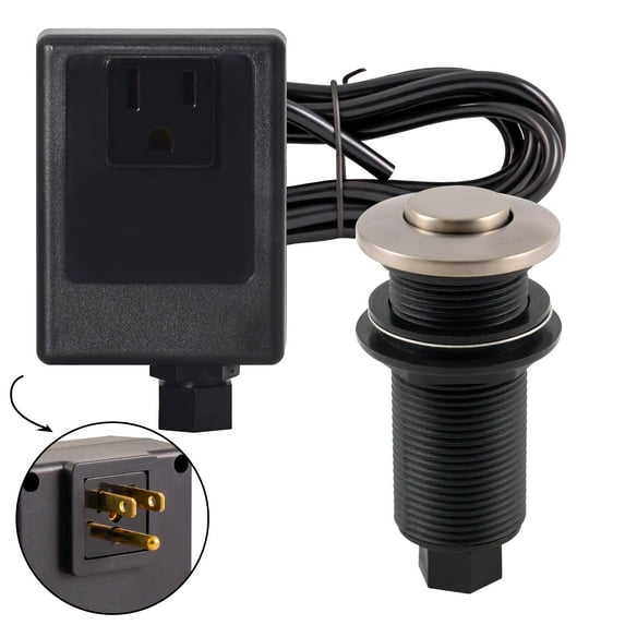 Westbrass ASB-07 Disposal Air Switch and Single Outlet Control Box, Flush Button, Satin Nickel