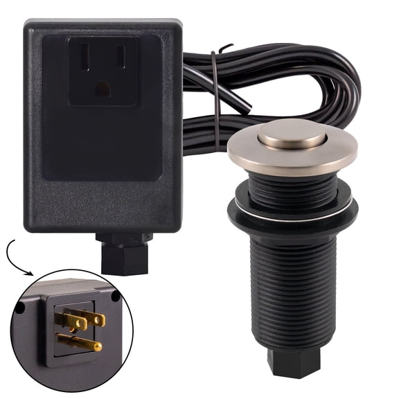 Westbrass ASB-07 Disposal Air Switch and Single Outlet Control Box, Flush Button, Satin Nickel