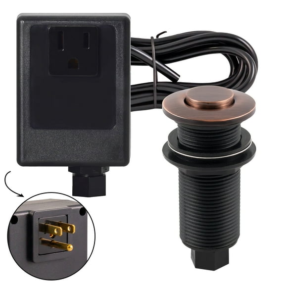 Westbrass ASB-11 Disposal Air Switch and Single Outlet Control Box, Flush Button, Antique Copper