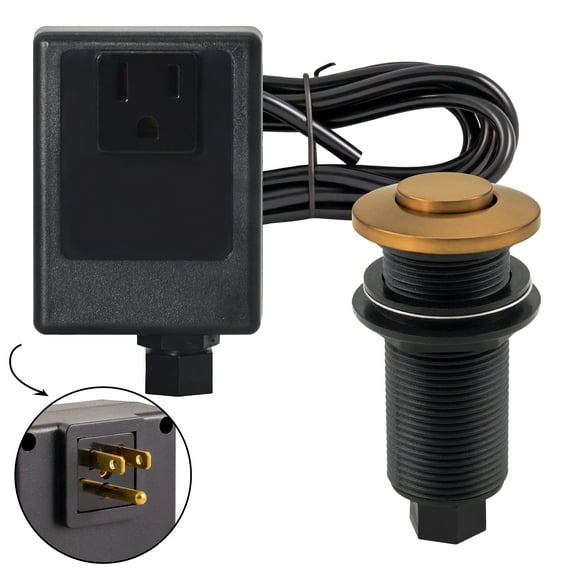 Westbrass ASB-18 Disposal Air Switch and Single Outlet Control Box, Flush Button, Brushed Bronze