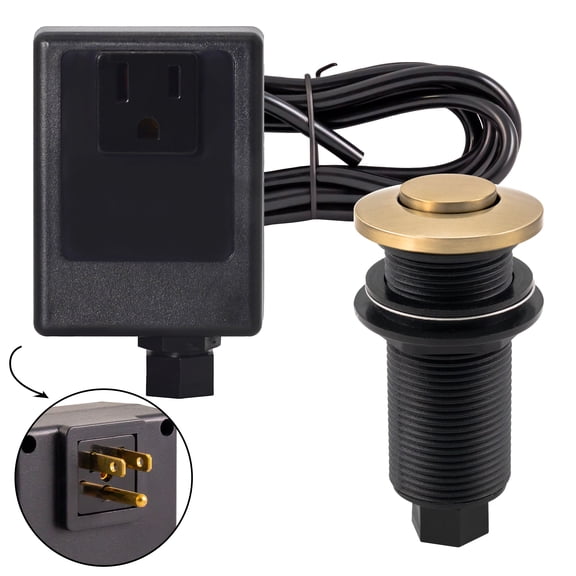 Westbrass ASB-19 Disposal Air Switch and Single Outlet Control Box, Flush Button, Champagne Bronze