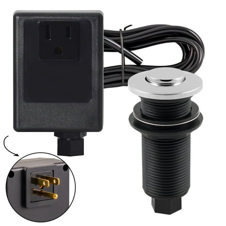Westbrass ASB-26 Disposal Air Switch and Single Outlet Control Box, Flush Button, Polished Chrome