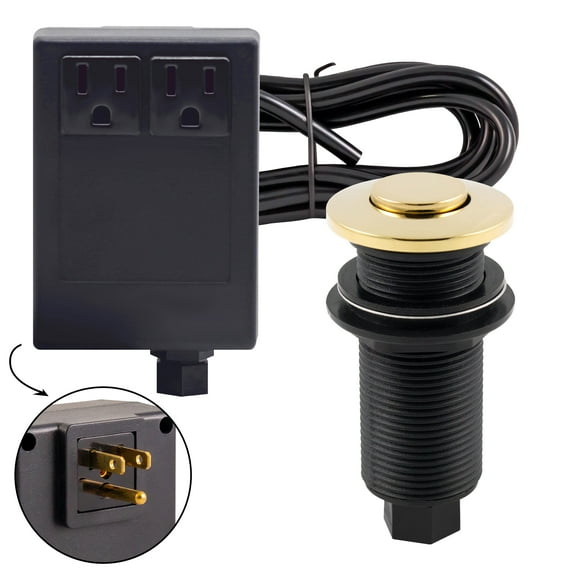 Westbrass ASB-2B3-01 Disposal Air Switch and Dual Outlet Control Box, Flush Button, Polished Brass