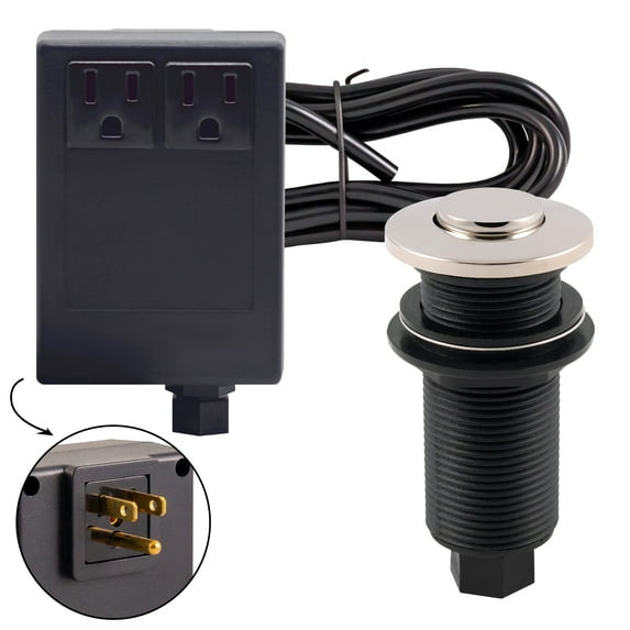 Westbrass ASB-2B3-05 Disposal Air Switch and Dual Outlet Control Box, Flush Button, Polished Nickel