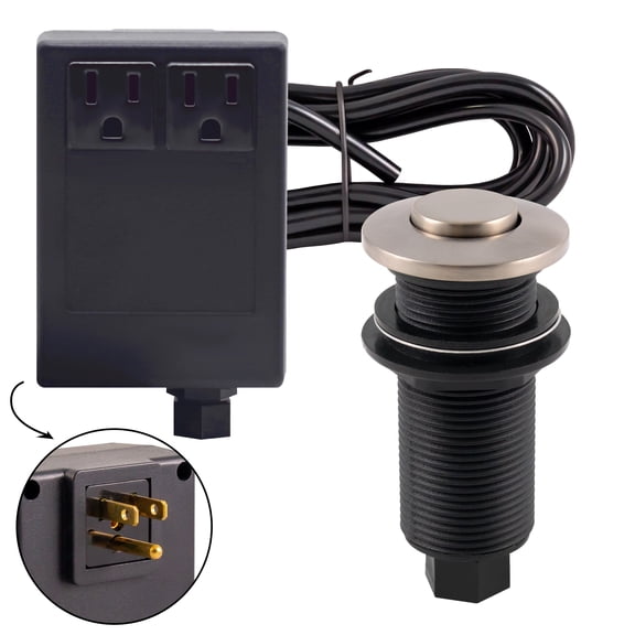 Westbrass ASB-2B3-07 Disposal Air Switch and Dual Outlet Control Box, Flush Button, Satin Nickel