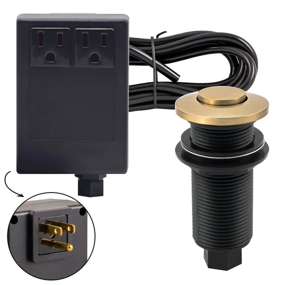 Westbrass ASB-2B3-19 Disposal Air Switch and Dual Outlet Control Box, Flush Button, Champagne Bronze