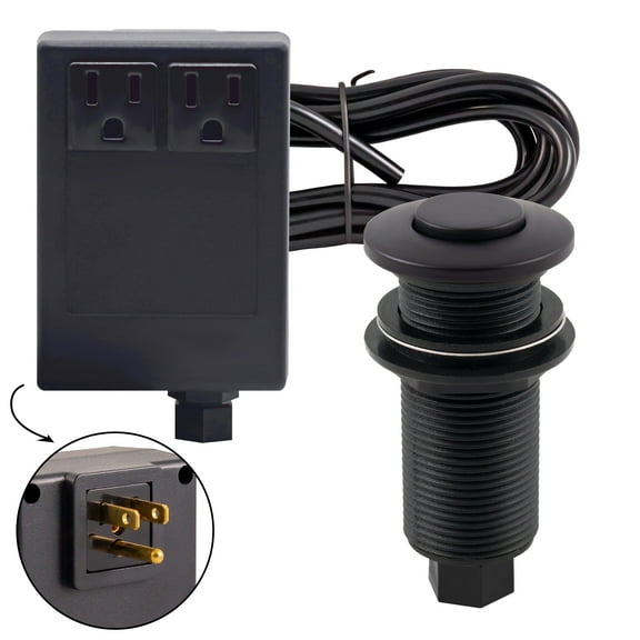 Westbrass ASB-2B3-62 Disposal Air Switch and Dual Outlet Control Box, Flush Button, Matte Black