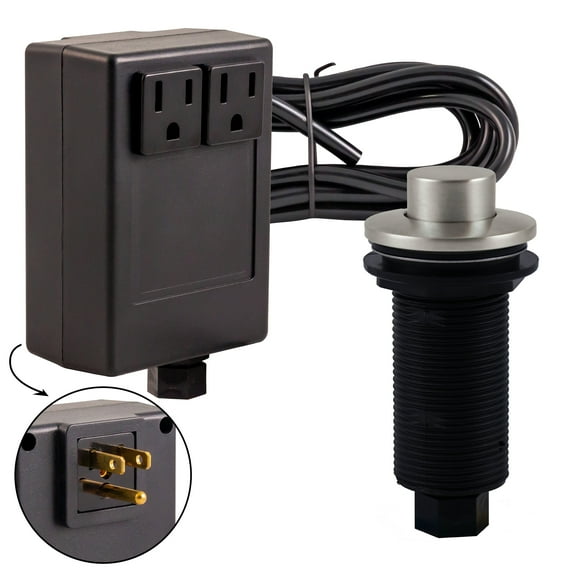 Westbrass ASB-2RB3-20 Disposal Air Switch and Dual Outlet Control Box, Raised Button, Stainless Steel