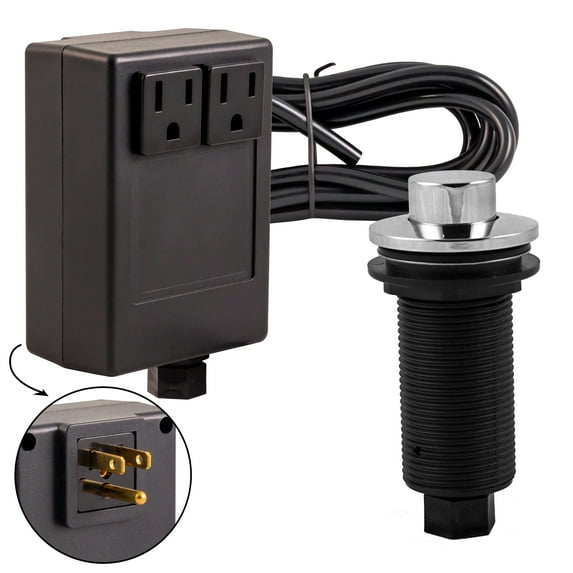 Westbrass ASB-2RB3-26 Disposal Air Switch and Dual Outlet Control Box, Raised Button, Polished Chrome