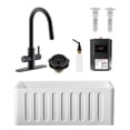 thumbnail image 1 of Westbrass BK124WH-62 24"Single Bowl Reversible Apron Front Solid Surface Kitchen Sink with 4 in 1 Faucet, Dual Water Filters, Soap Dispenser and Drain Trim, Matte Black, 1 of 22
