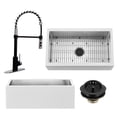 thumbnail image 1 of Westbrass BSS133WKS18-6220 33" Single Bowl 14 Ga. Stainless Steel/White Solid Surface Kitchen Sink with Open Coil Faucet and Drain Basket, Matte Black/Stainless Steel, 1 of 21