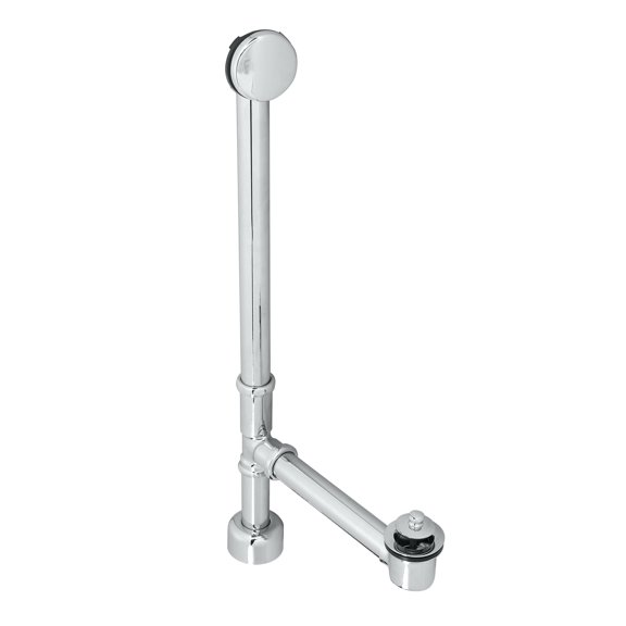 Westbrass Bath Waste & Overflow Assembly with Twist & Close Drain and No-Hole Elbow, Polished Chrome