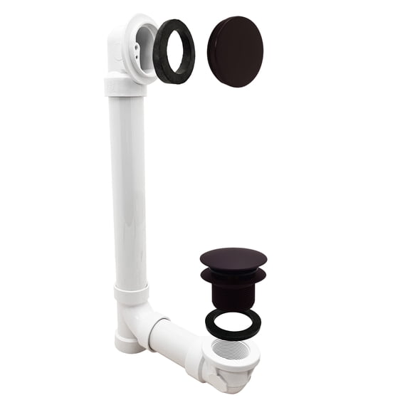 Westbrass Sch. 40 PVC Bathtub Assembly with Tip-Toe Drain and No-Hole Overflow, Oil Rubbed Bronze