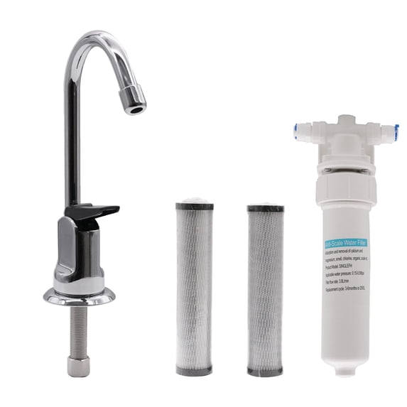 Westbrass C0127-26 6" Touch-Flo Style Pure Cold Water Dispenser Faucet Kit with Under Sink In-line Filter Unit and 2-Pack Replacement Cartridges, Polished Chrome