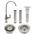 thumbnail image 1 of Westbrass 10" Classic 1-Lever Cold Water Dispenser Faucet Kit with Filter System, Kitchen Sink Strainer & Disposal Trim Set, Stainless Steel, 1 of 16