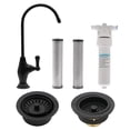 thumbnail image 1 of Westbrass 10" Classic 1-Lever Cold Water Dispenser Faucet Kit with Filter System, Kitchen Sink Strainer & Disposal Trim Set, Matte Black, 1 of 17