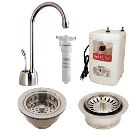 Westbrass Velosah 9" 1-Handle Hot Water Faucet with Filter and Disposal Trim, Satin Nickel