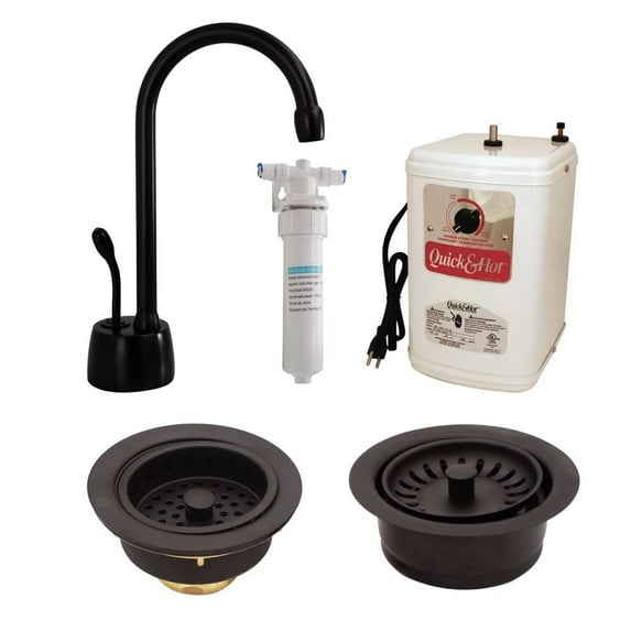 Westbrass Velosah 9" 1-Handle Hot Water Faucet with Filter and Disposal Trim, Oil Rubbed Bronze