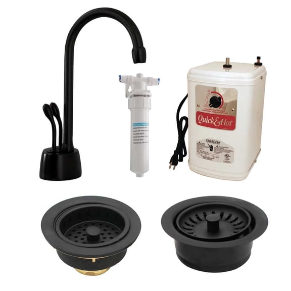 Westbrass Develosah 9" 2-Handle Hot & Cold Water Faucet with Filter and Disposal Trim, Matte Black