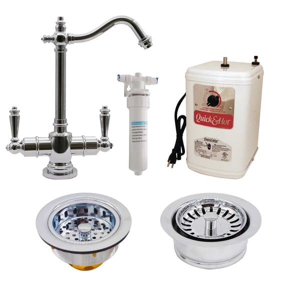 Westbrass 9" 2-Handle Hot & Cold Water Faucet with Filter and Disposal Trim, Polished Chrome